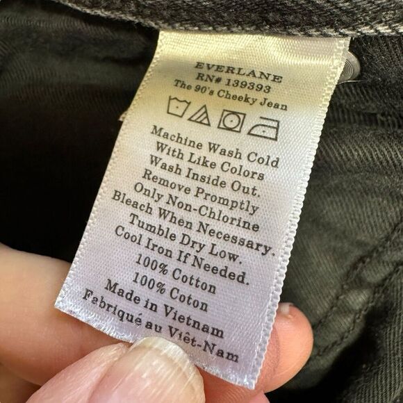 Everlane The 90s Cheeky Jeans Womens 31 Crop Gray Wash 100% Cotton Button Fly - Picture 6 of 12